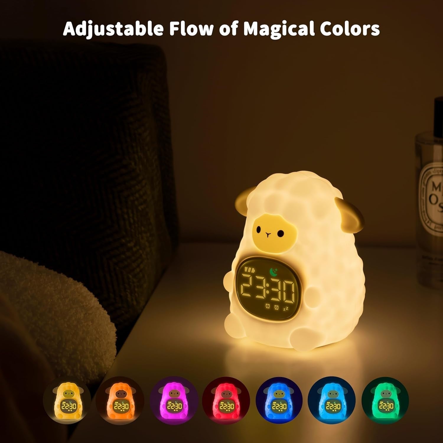 Kids Sheep Alarm Clock Night Light Sleep Trainer White Noise Lamp