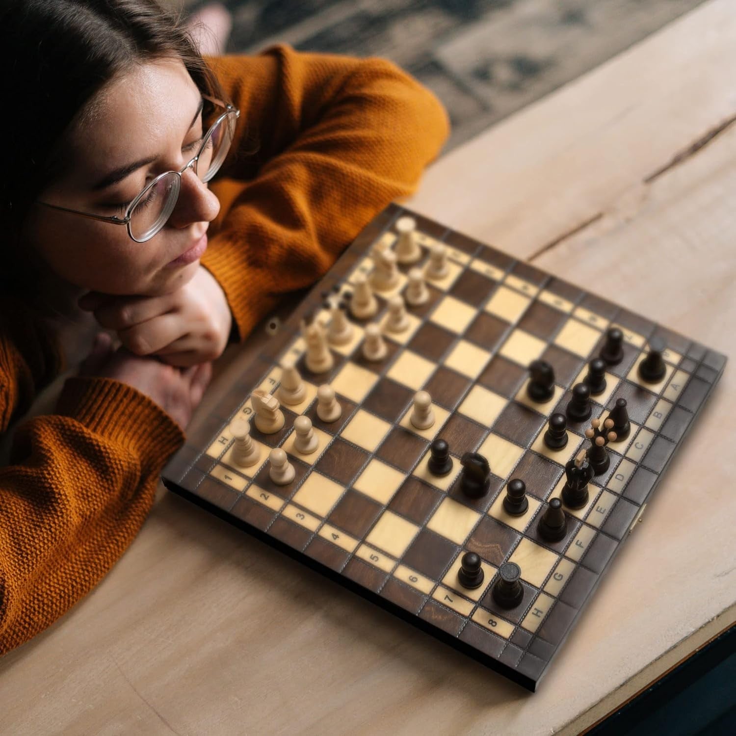 Luxury Wooden Chess Set Medium Size • Handcrafted Pieces • Folding Board Gift