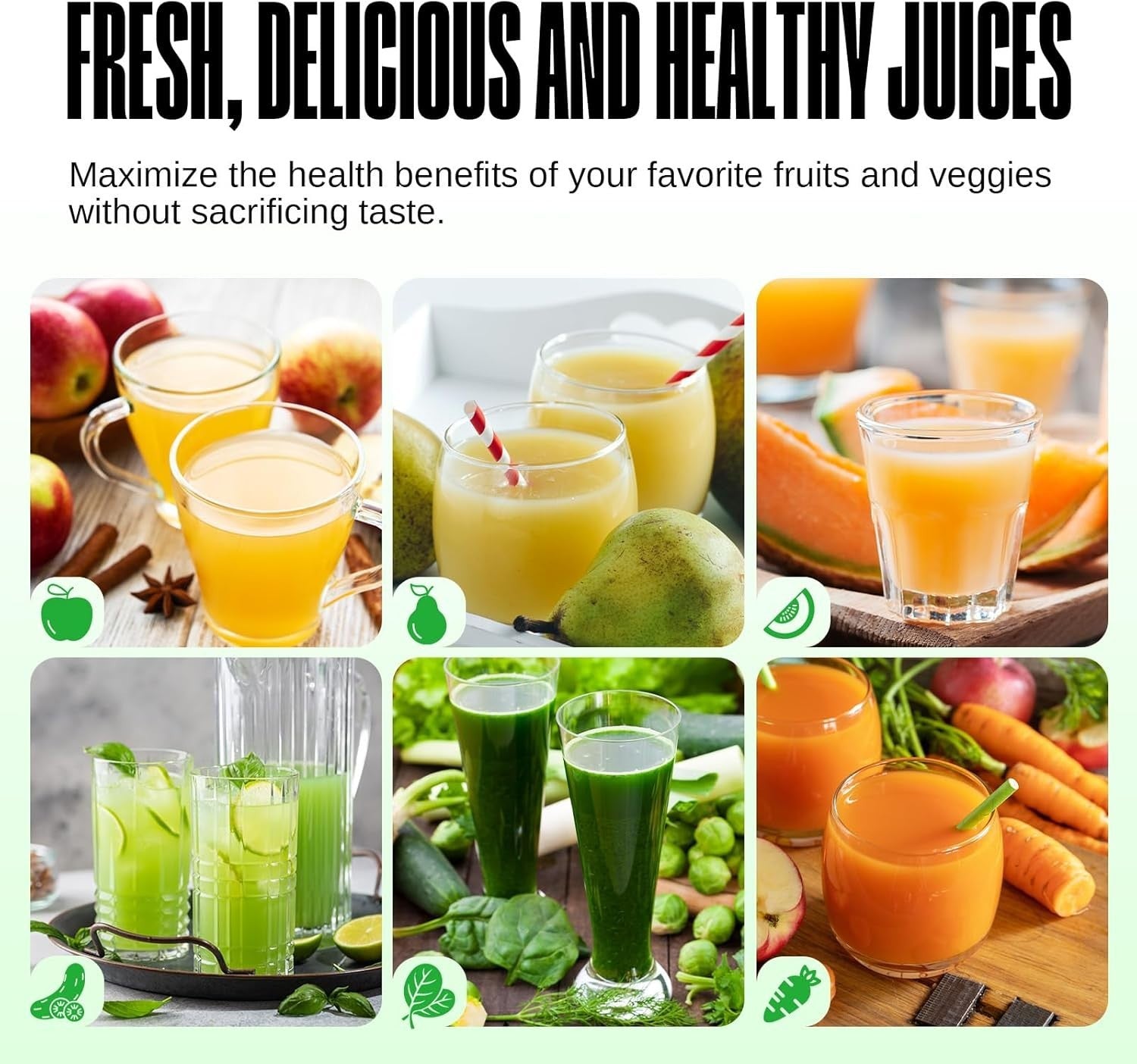 Compact Cold Press Citrus Juicer Slow Chew 60RPM Portable Green