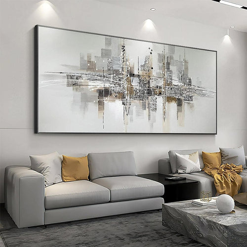 Large Black White Abstract Canvas Wall Art 80x160cm