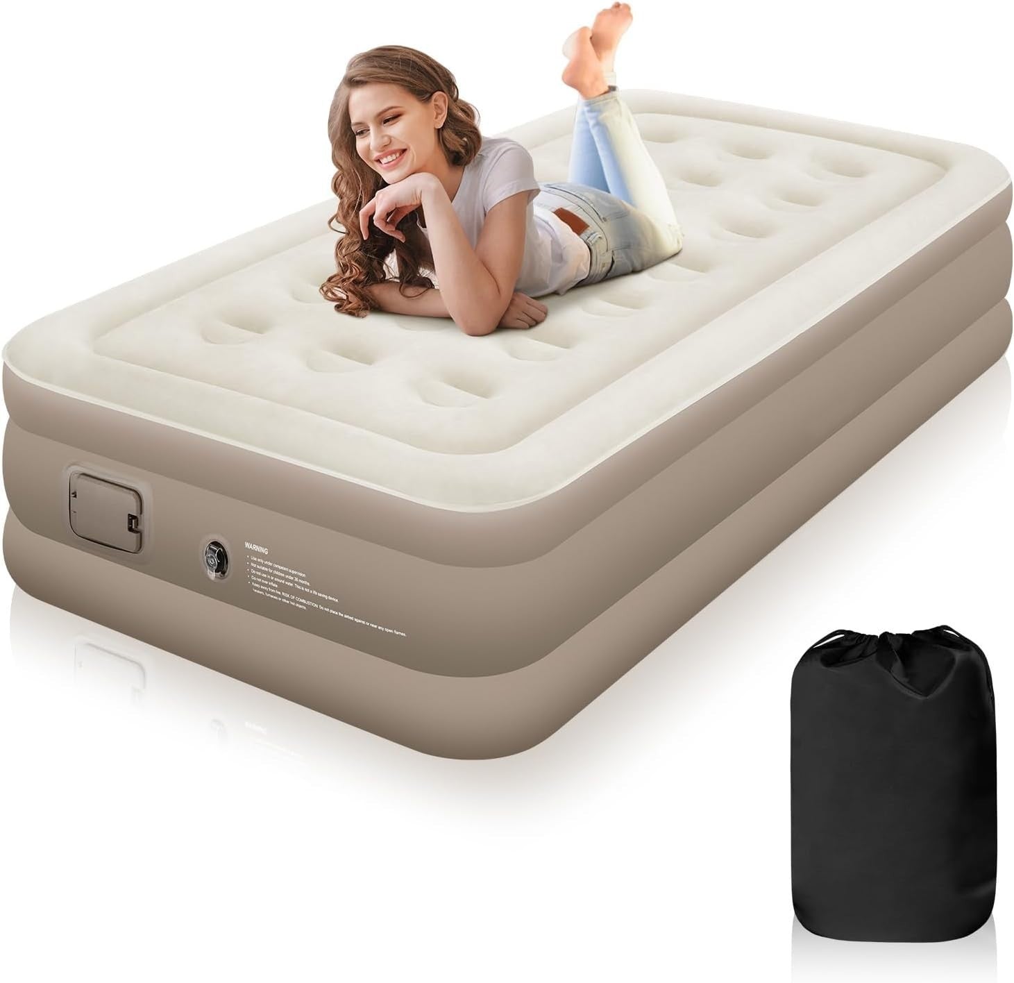 Single Air Mattress Built-In Pump Quick Inflate 191x99x40cm