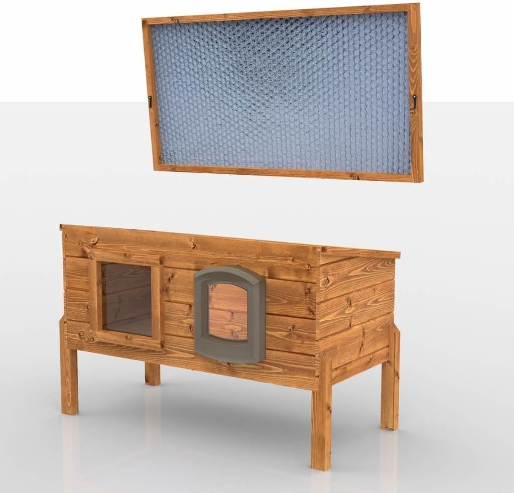 Self-Heating XL Outdoor Cat Kennel with Microchip Access | Plastic, Ventilated