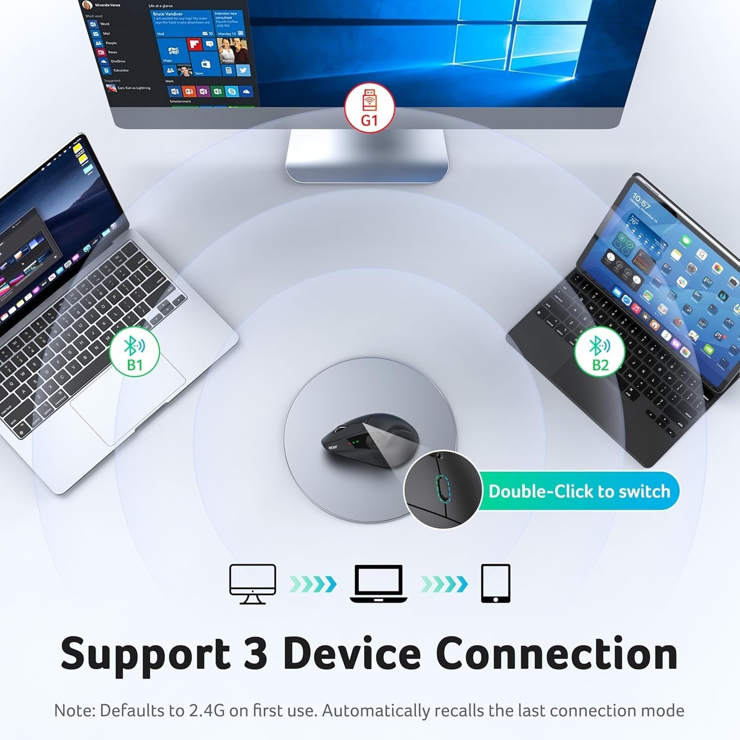 Vertical Ergonomic Wireless Mouse 4000 DPI Bluetooth 8 Buttons