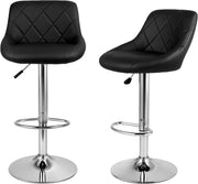 Set of 2 Adjustable Swivel Bar Stools – Black L-Shape