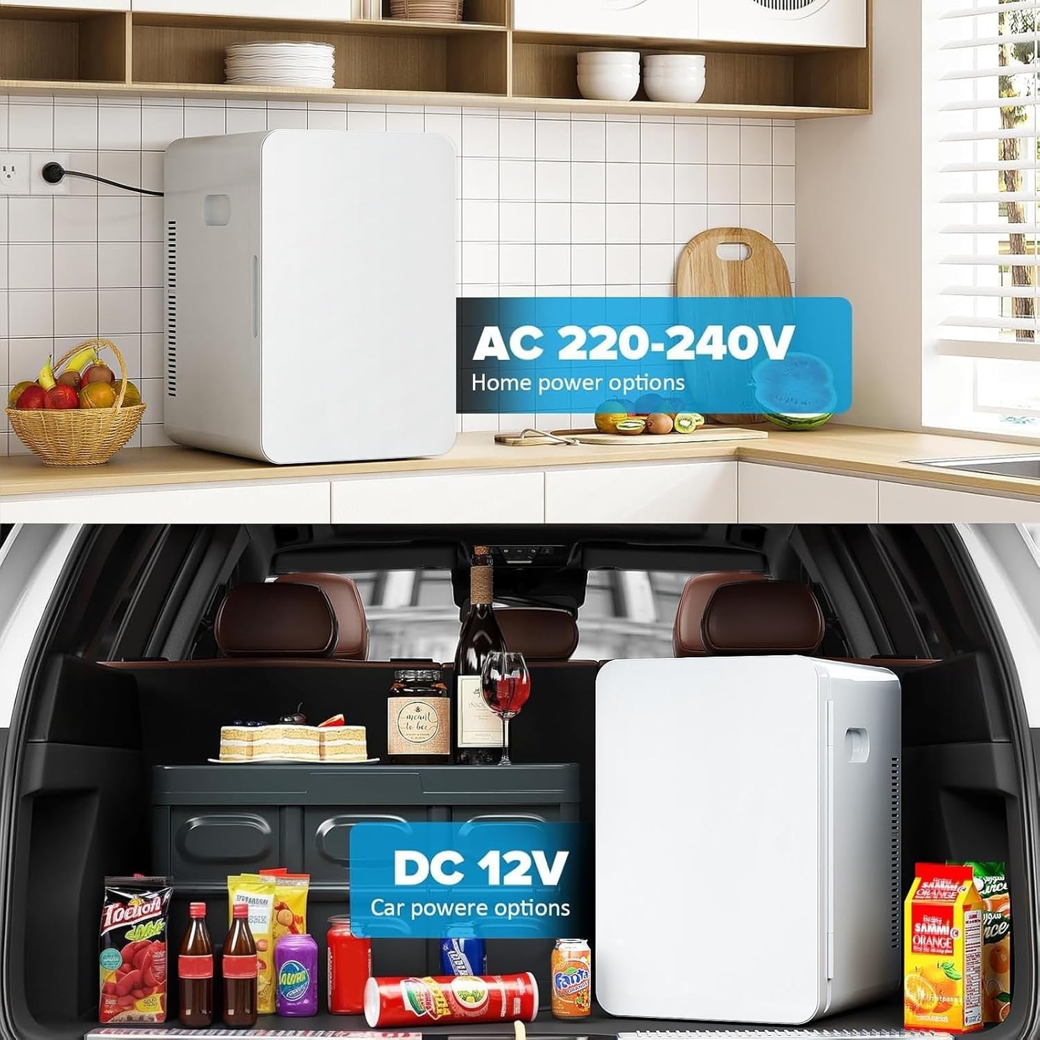 22L Mini Fridge Portable Cooler & Warmer Bedroom Office Car White