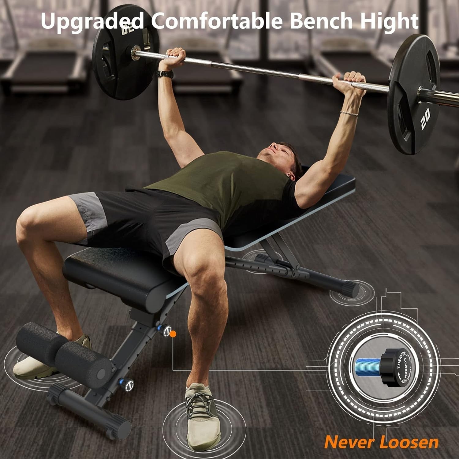 Adjustable Foldable Weight Bench 440lb Capacity Incline Home Gym