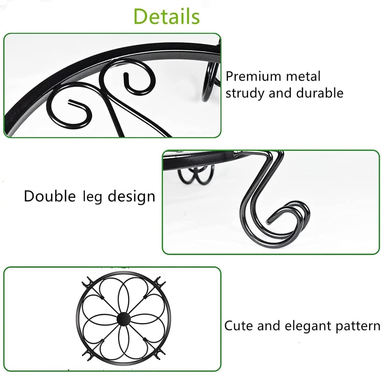 5 Pcs Metal Plant Stands Black Iron Flower Pot Holders Indoor Outdoor Garden