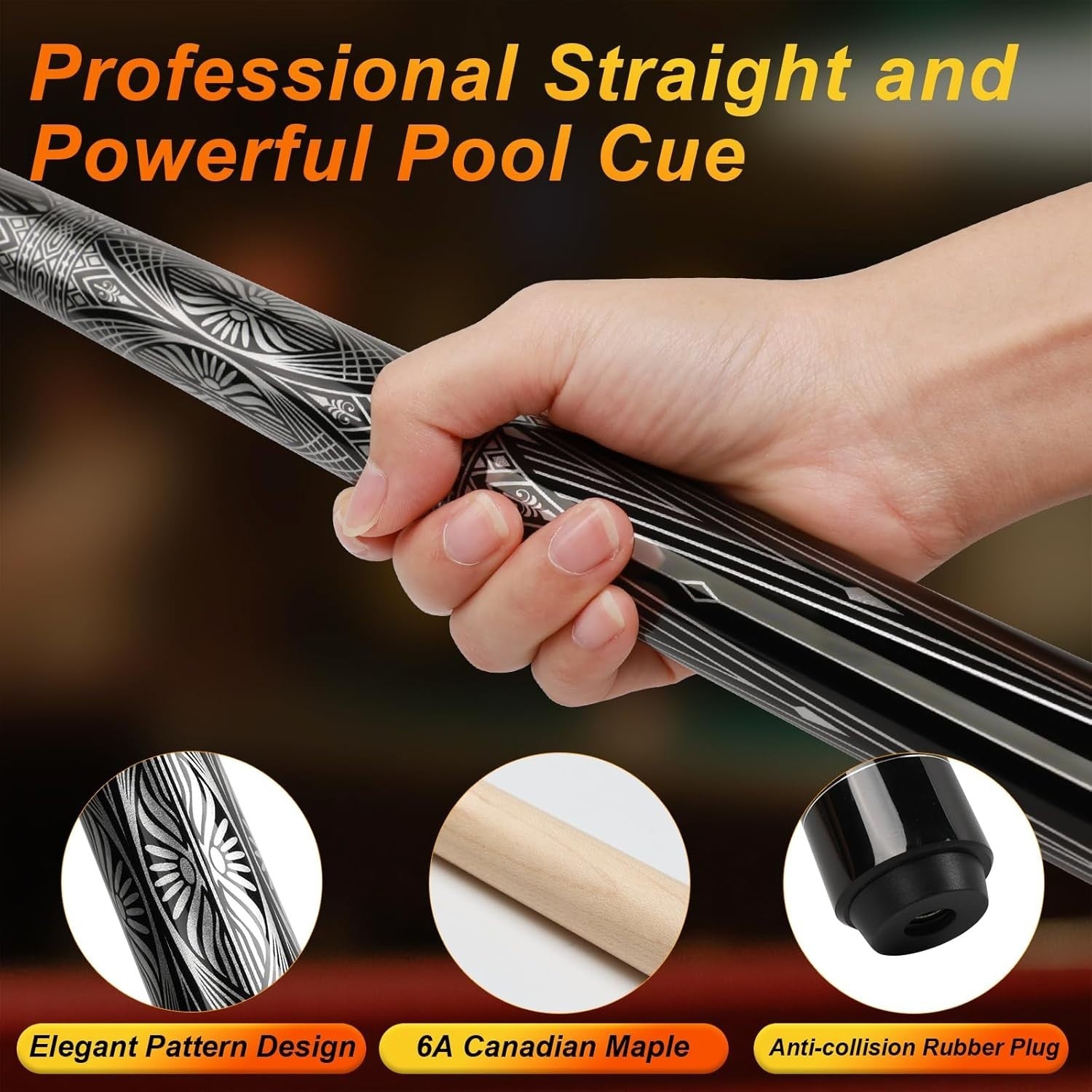 58" Adjustable Pool Cue 3 in 1 19oz–21oz Maple Billiard Stick Set
