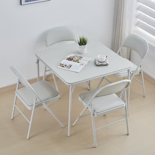 Square Folding Dining Table Portable Vinyl Top 80x80cm Indoor Outdoor Foldable