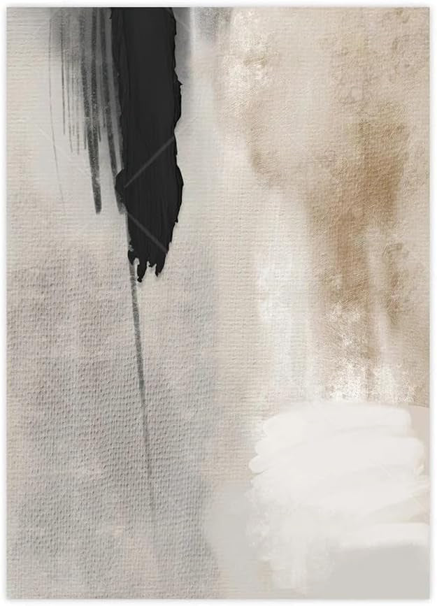 Abstract Canvas Wall Art Set of 3 Beige Black 50x70cm Prints