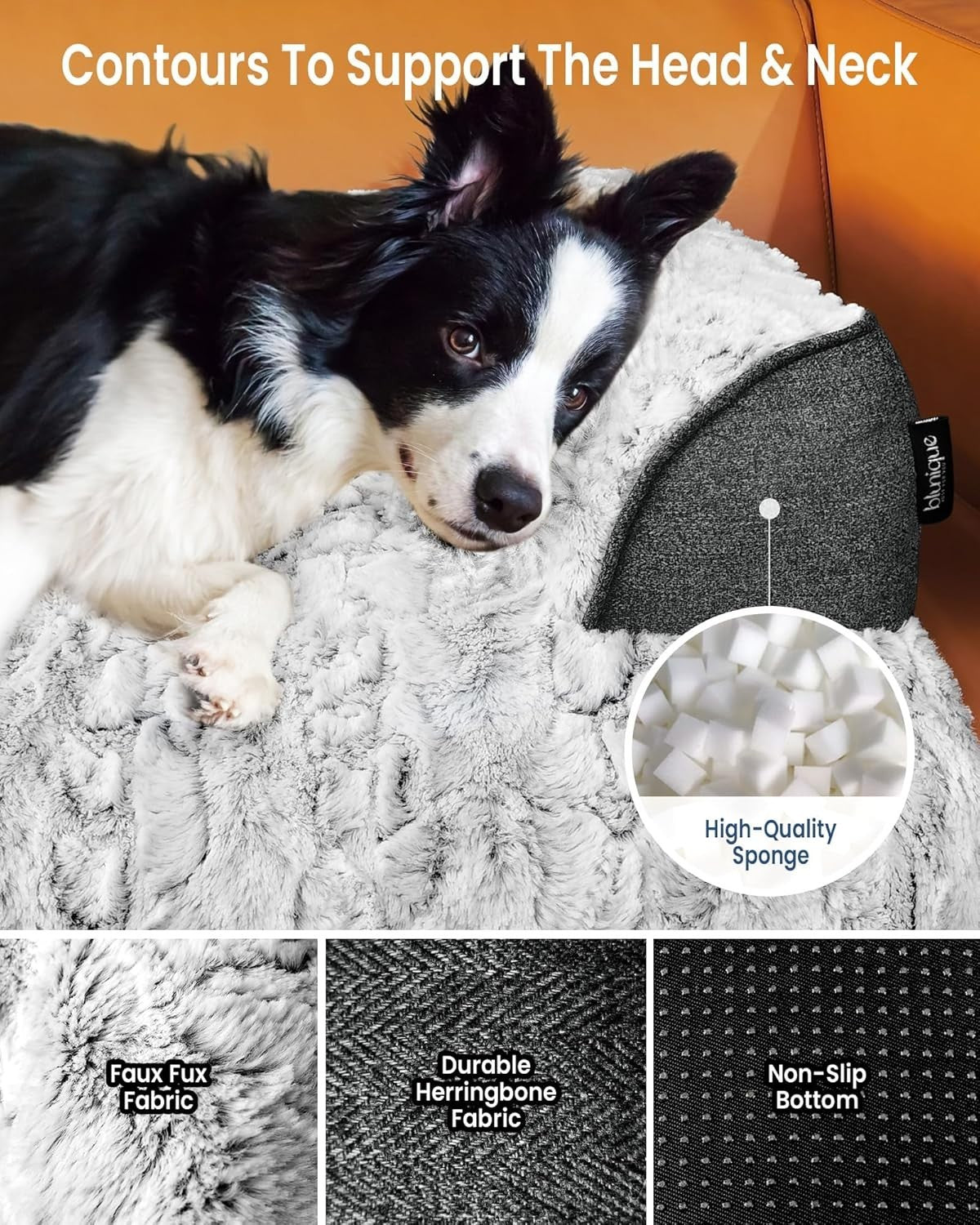 Large Orthopedic Dog Sofa Bed 104x94x12.5cm Faux Fur Grey
