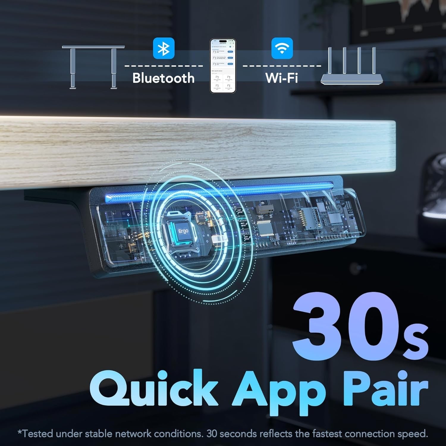 AI Electric Standing Desk Smart App Sit Stand Height Adjustable 120x60cm