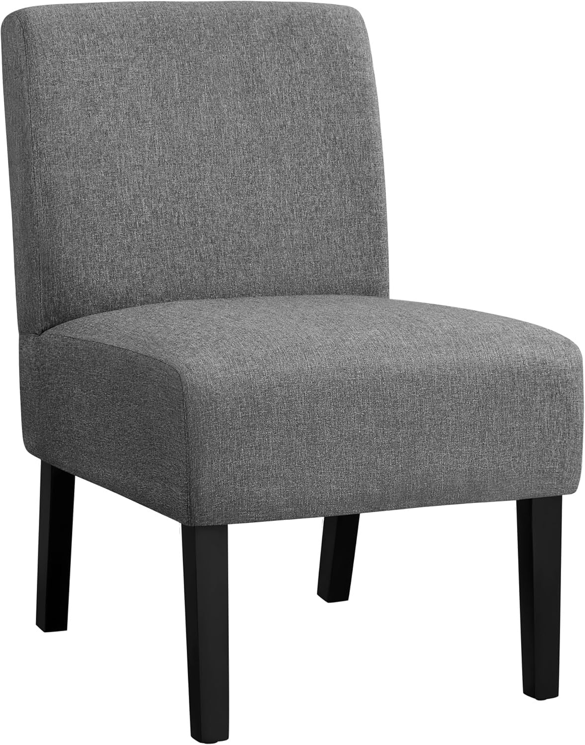 Grey Fabric Dining Accent Chair Solid Wood Legs Bedroom Living