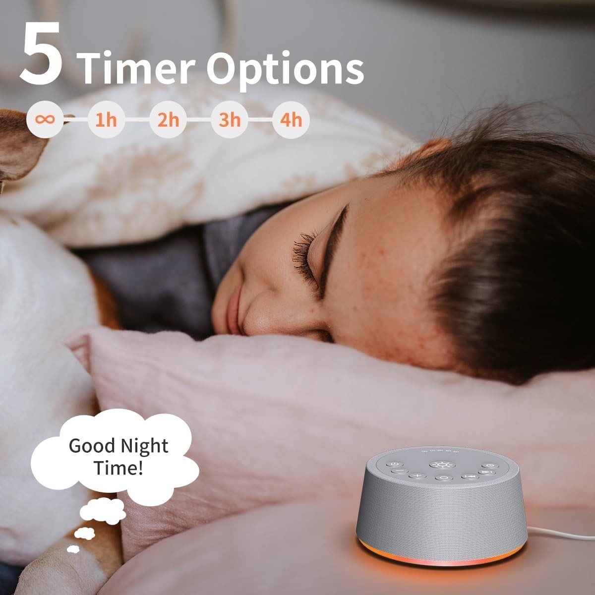 White Noise Sound Machine 25 Soothing Sounds 32 Volume Timer Night Light