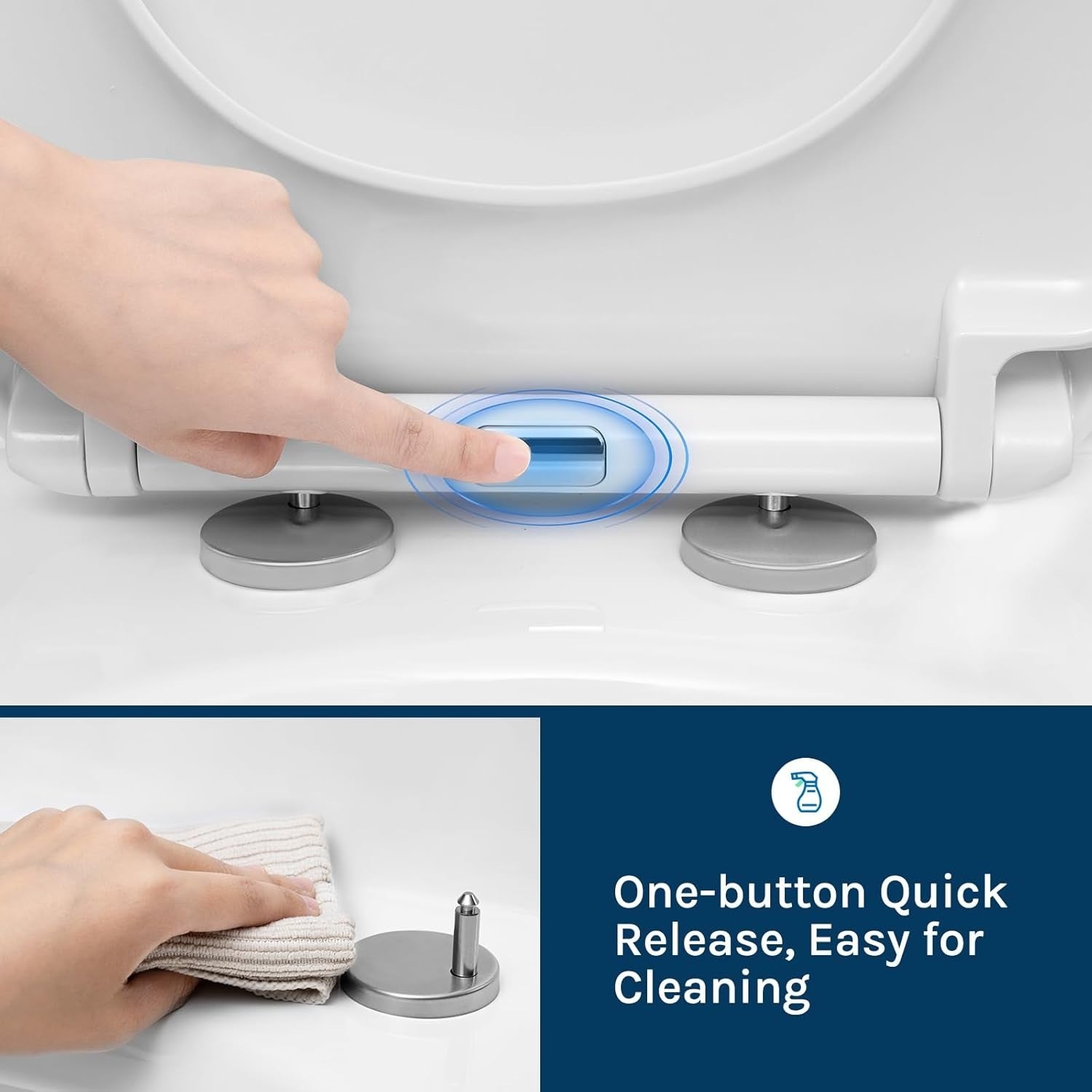 Soft Close Toilet Seat O-Shape Duroplast Quick Release Adjustable Hinges White