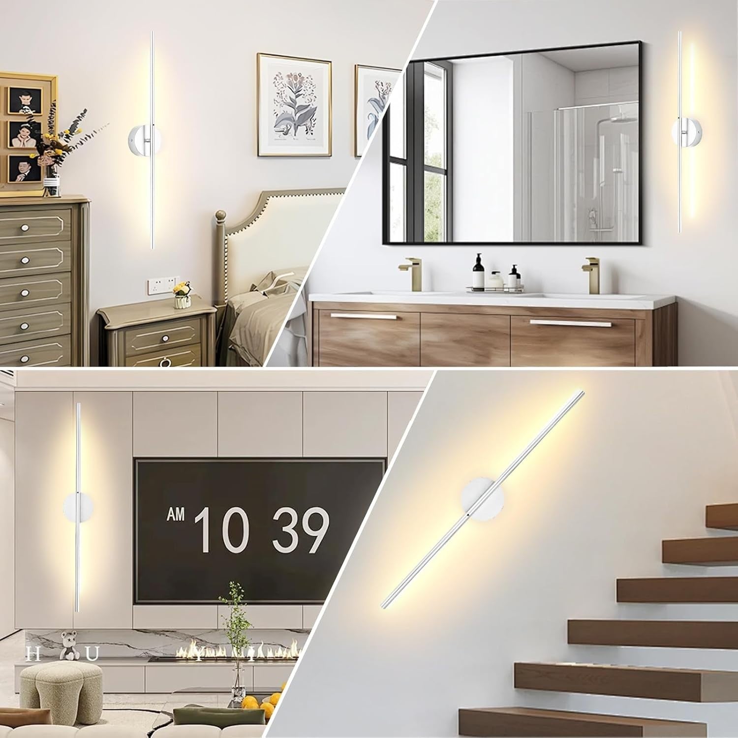 Rechargeable LED Wall Lights 15 Colors Remote Touch Dimmer 80CM Battery