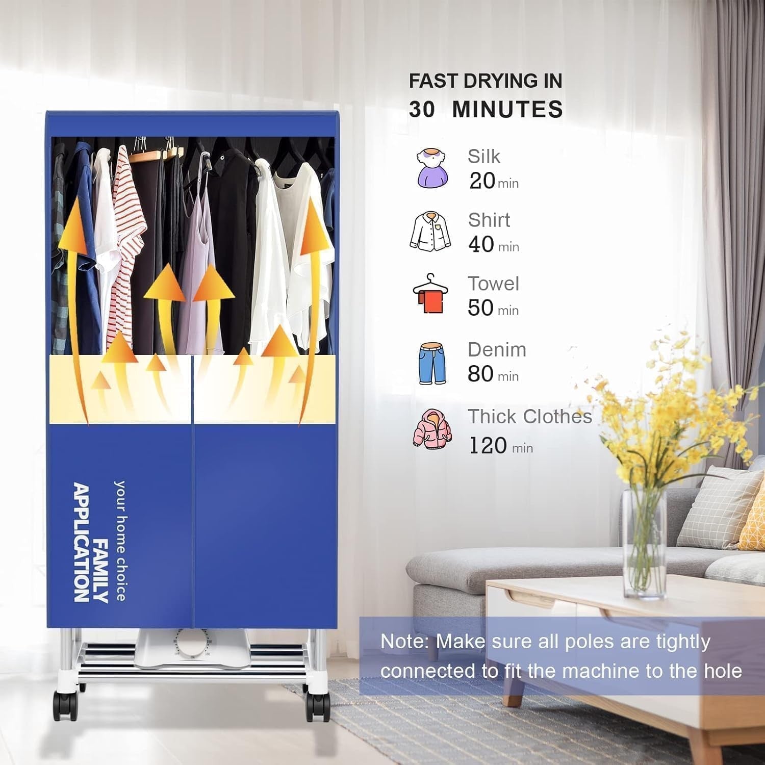 Portable Clothes Dryer Cabinet Electric Wardrobe 15kg with Timer