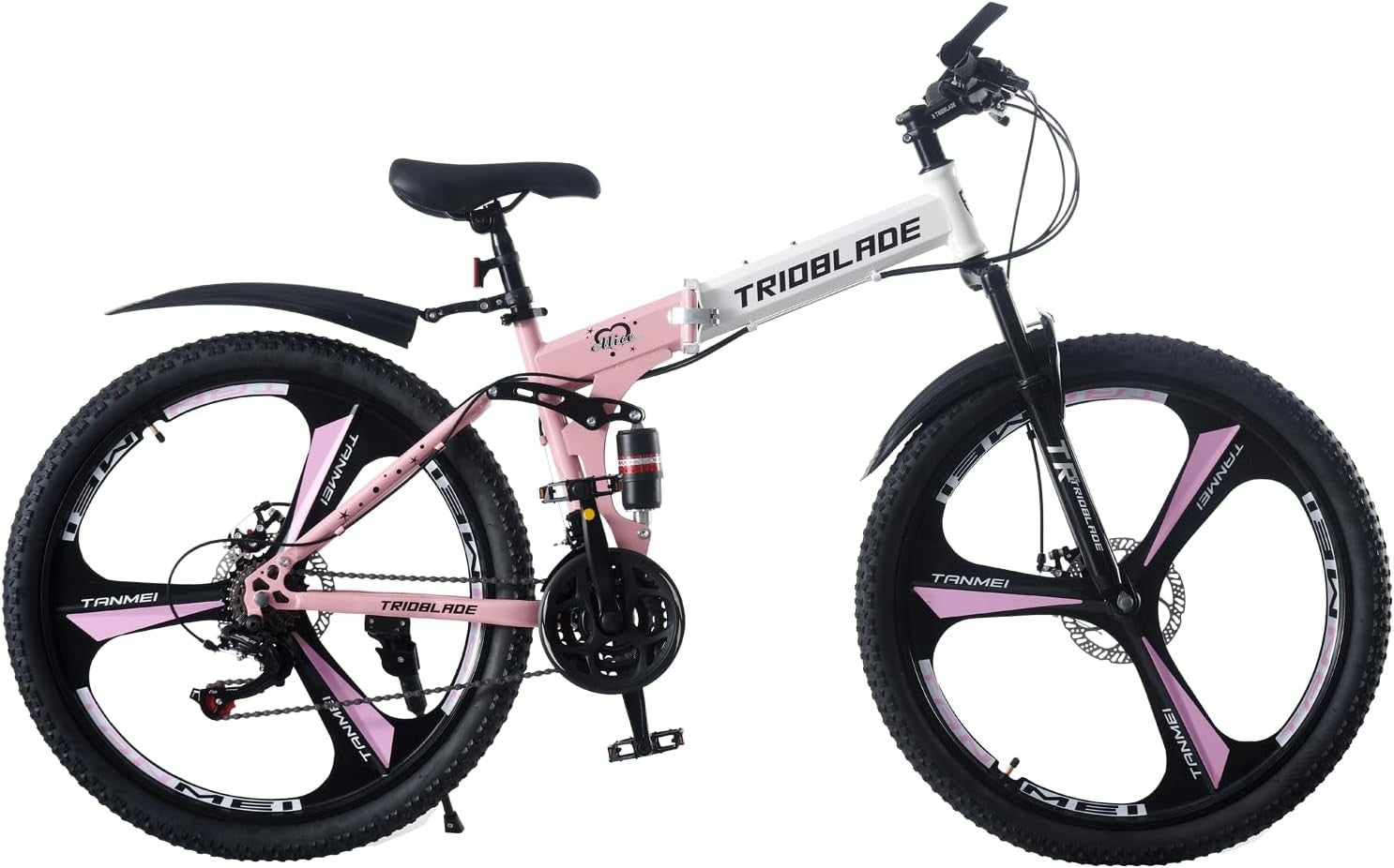 27.5" Folding Mountain Bike 21-Speed Dual Suspension 3-Spoke MTB