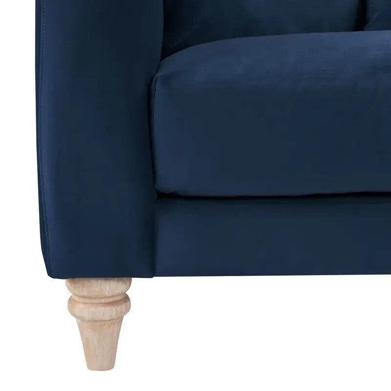 Navy Blue 3 Seater Sofa Scatter Cushions Deep Seat Velvet Modern Lounge