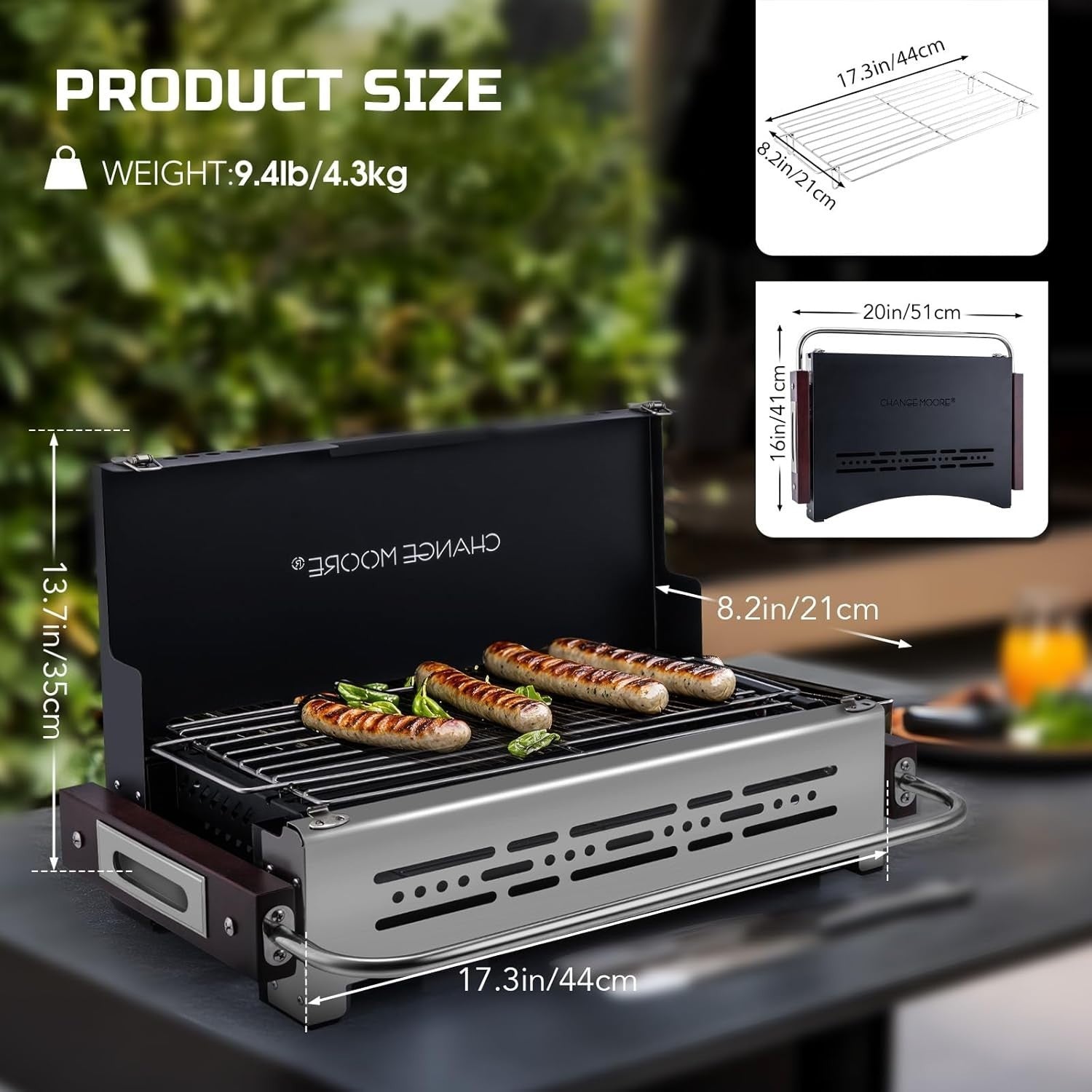 Stainless Steel Portable BBQ Grill – Folding Charcoal Barbecue Heat Resistant