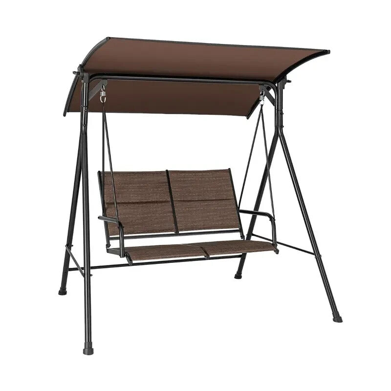 2-Seater Garden Swing Chair w/ Canopy & Cushions Patio Porch Glider Seat