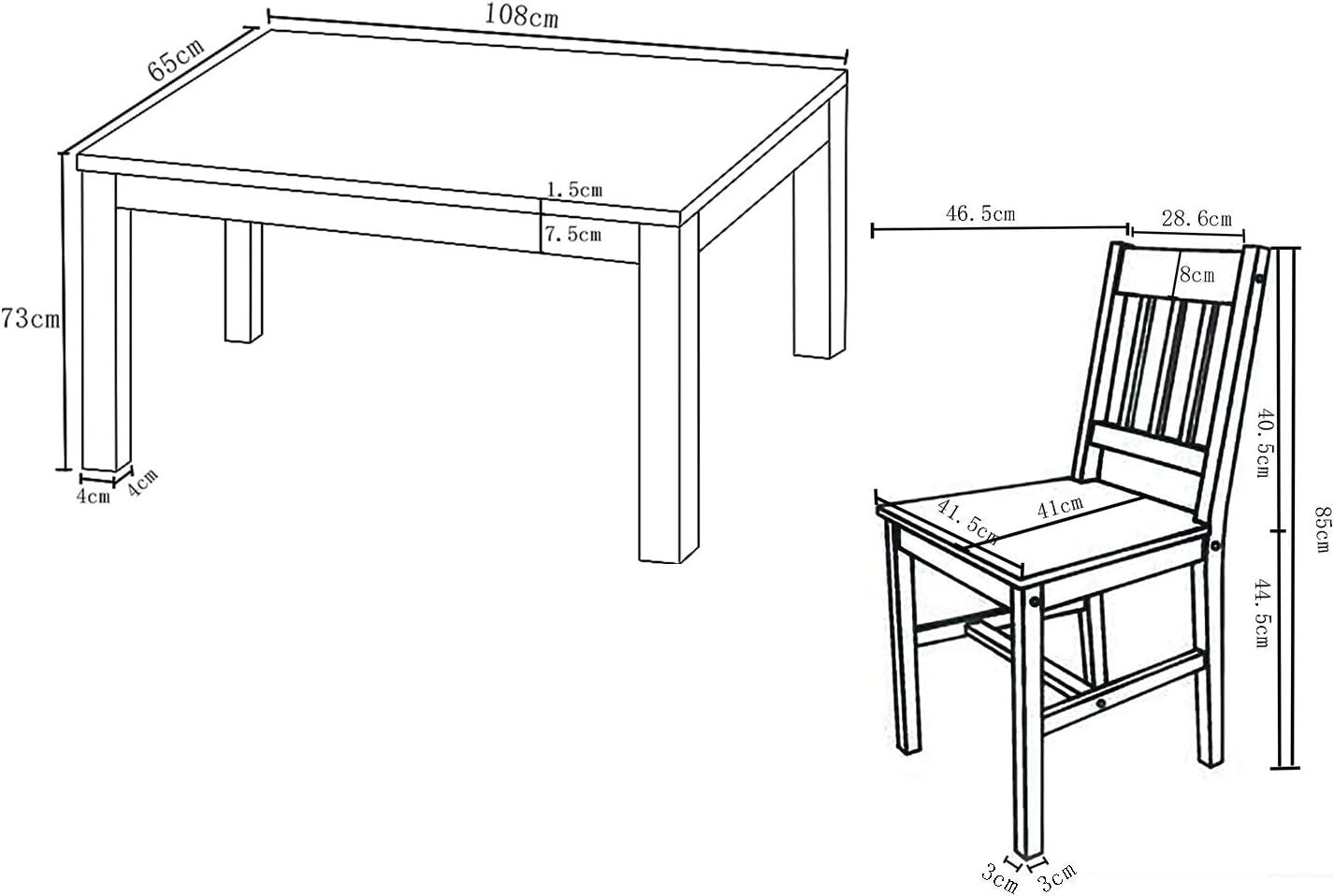 Solid Wood Rectangular Dining Table & 4 Chairs Set - Honey Kitchen Furniture