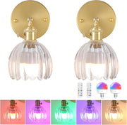 Set of 2 Rechargeable Wall Sconce Lamps with Remote, 12 RGB Colors & Dimmable
