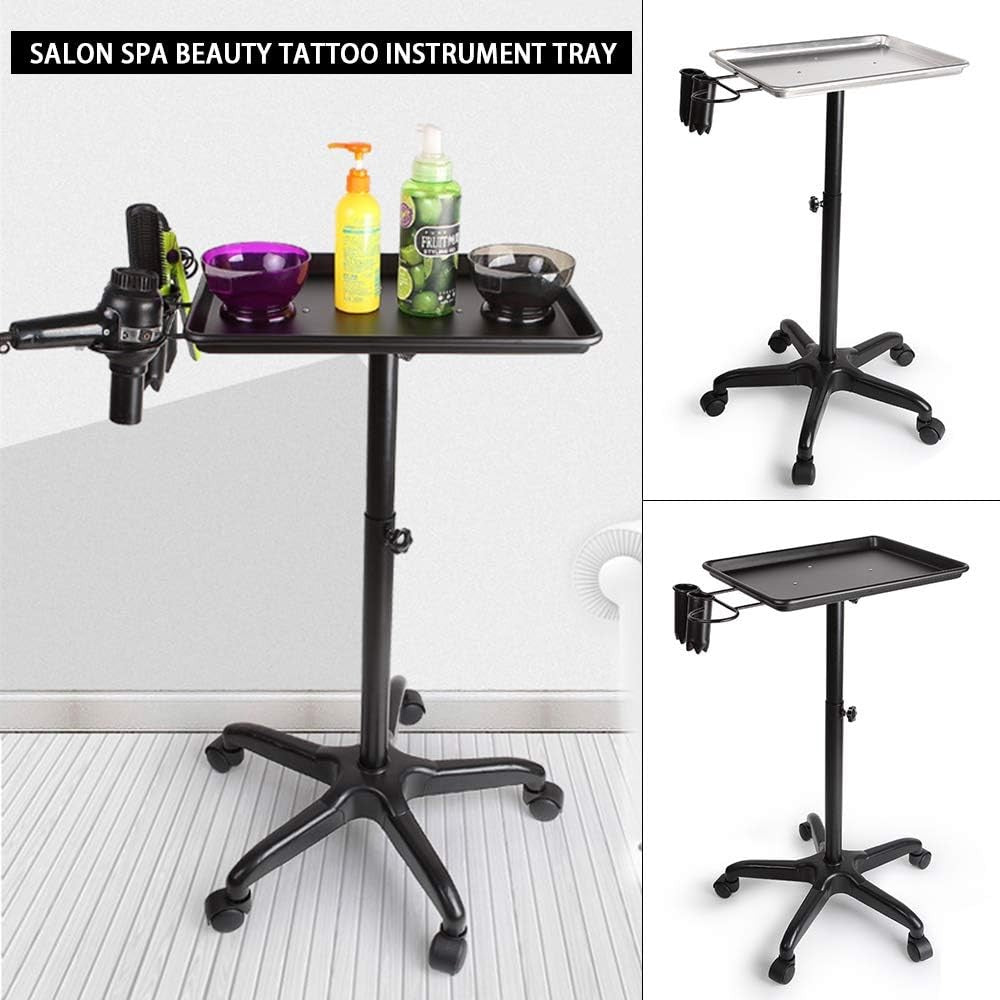 Salon Trolley Adjustable Height Rolling Tray Cart for Tattoo Beauty Spa