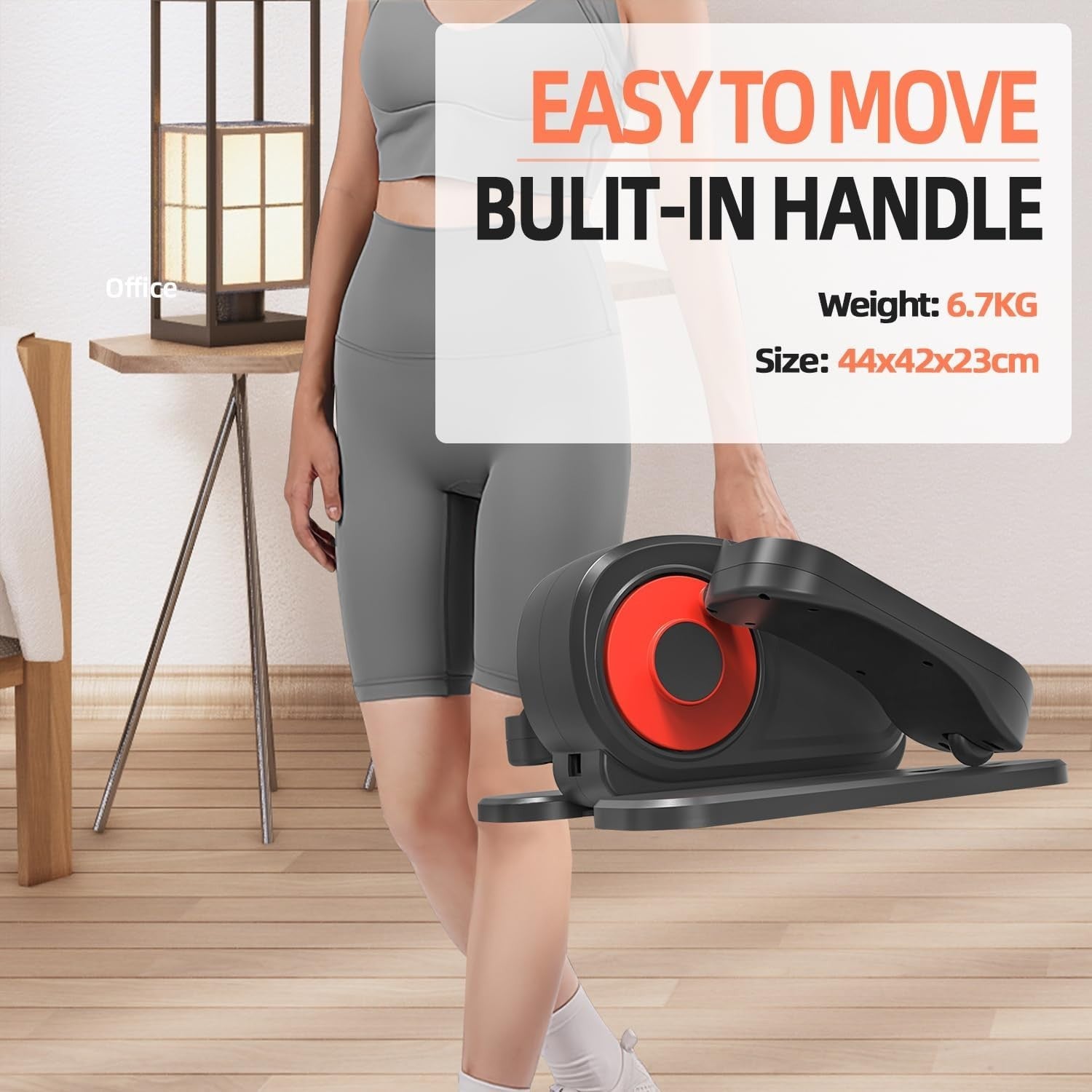 Mini Under Desk Elliptical Pedal Exerciser, 5-Speed Seated Cross Trainer