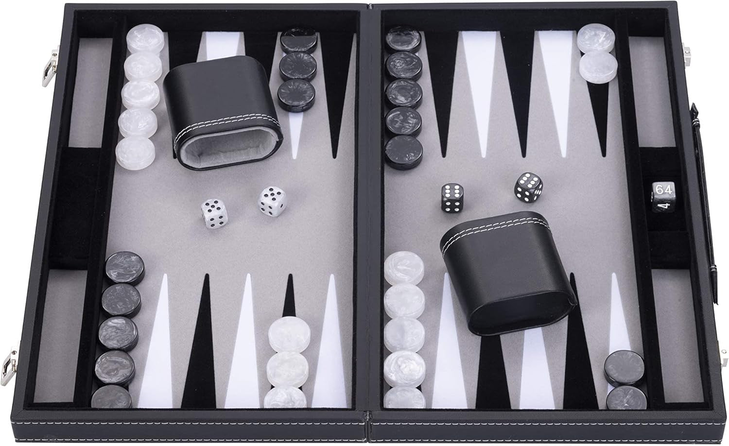 Large Luxury Backgammon Set 18in Faux Leather Case Travel Board Game