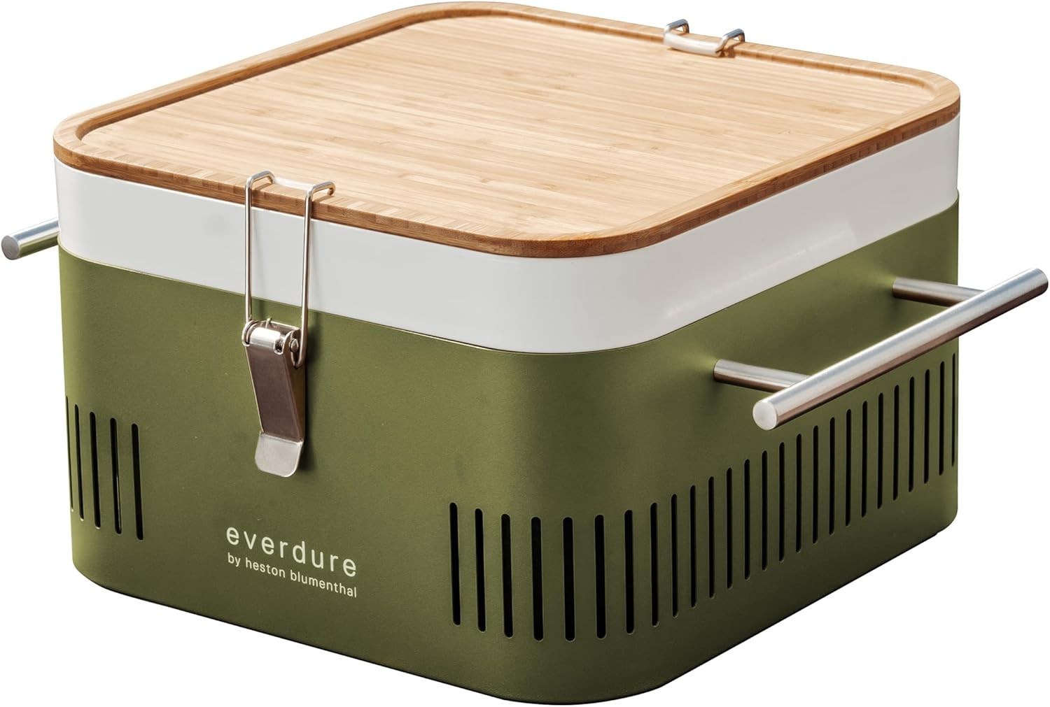 Portable Charcoal BBQ Grill With Bamboo Prep Lid – Compact Travel Outdoor Cooker