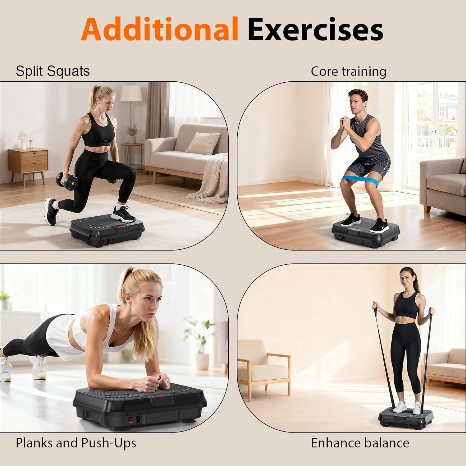 Black Vibration Plate Exercise Machine Lymphatic Drainage 250 Speeds 400lb
