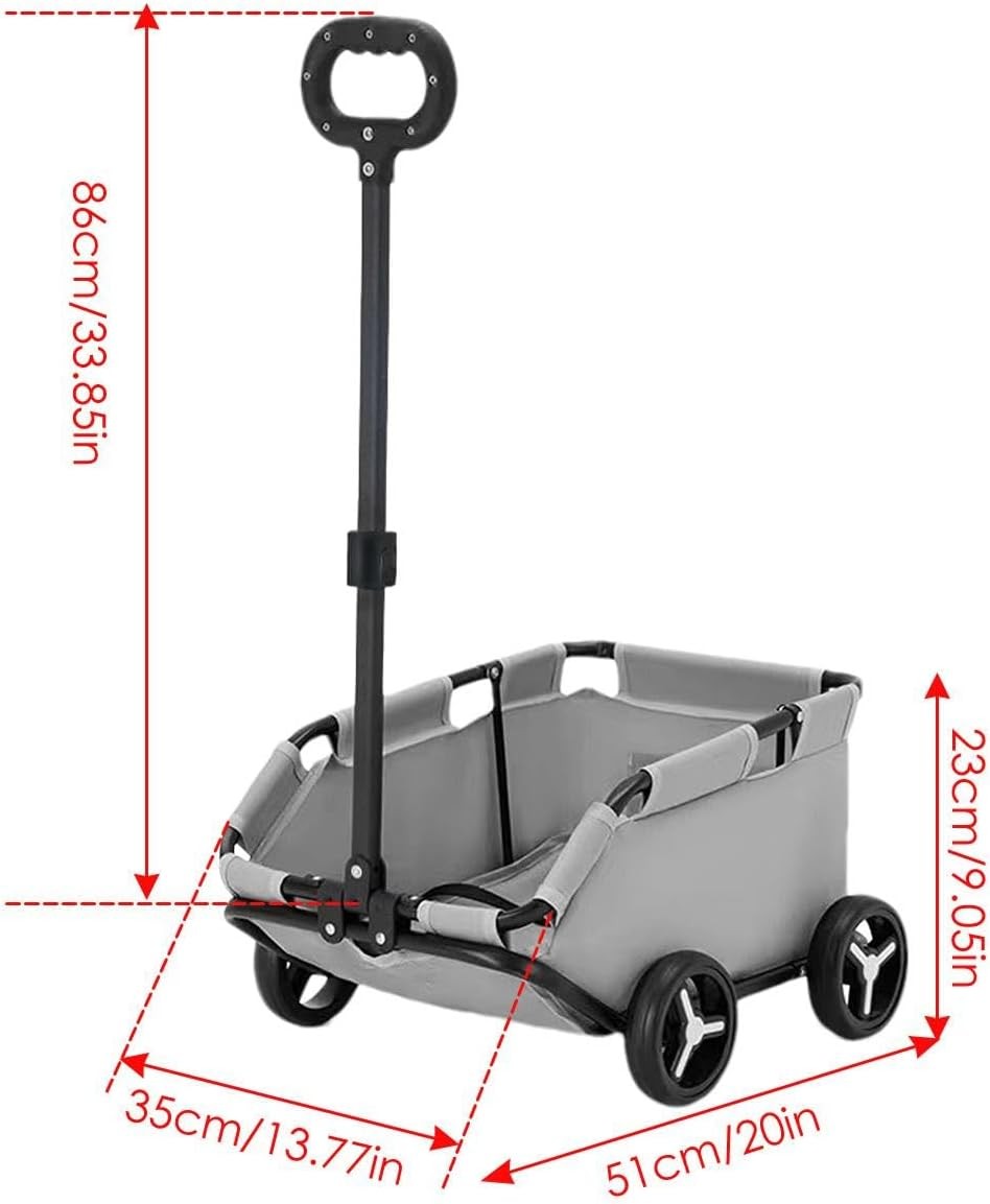 Grey Foldable Pet Wagon Stroller Dog & Cat Travel Trolley for Small Pets