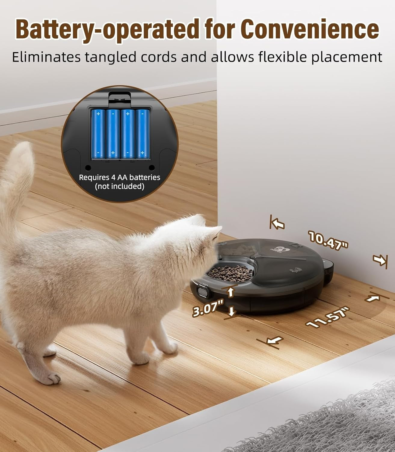 Cordless Automatic Cat Feeder Wet Dry Food 4 Meal Timer Ice Packs LCD
