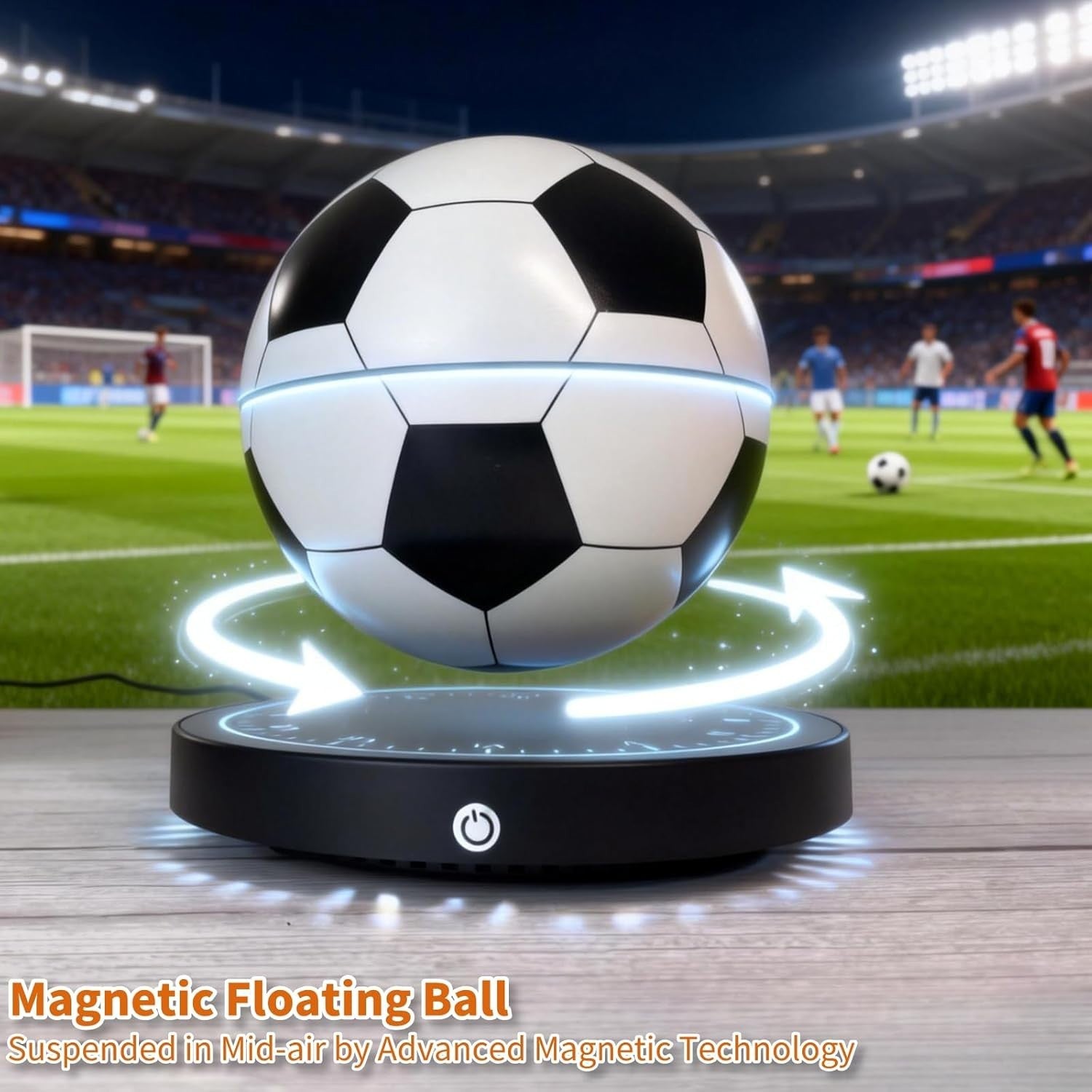 Magnetic Levitating Soccer Ball Lamp White LED Floating Desk Night Light