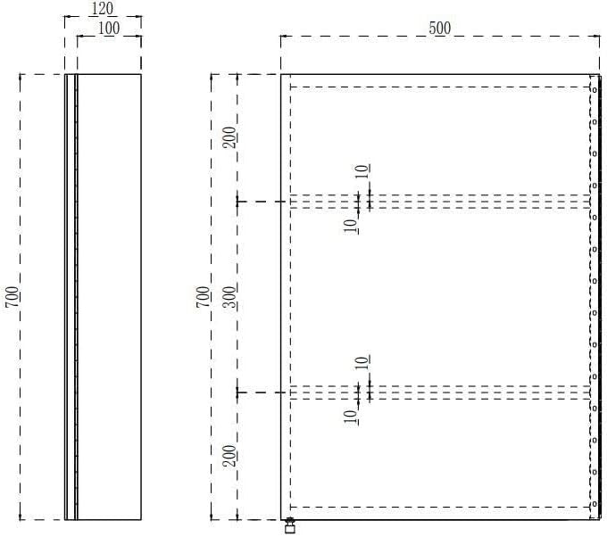 Wall Mounted Bathroom Mirror Cabinet with Shelf, Stainless Steel, 50x70cm
