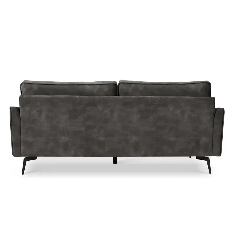 3 Seater Sofa Steel Grey Velvet | Modern Tufted Couch | Metal Legs UK