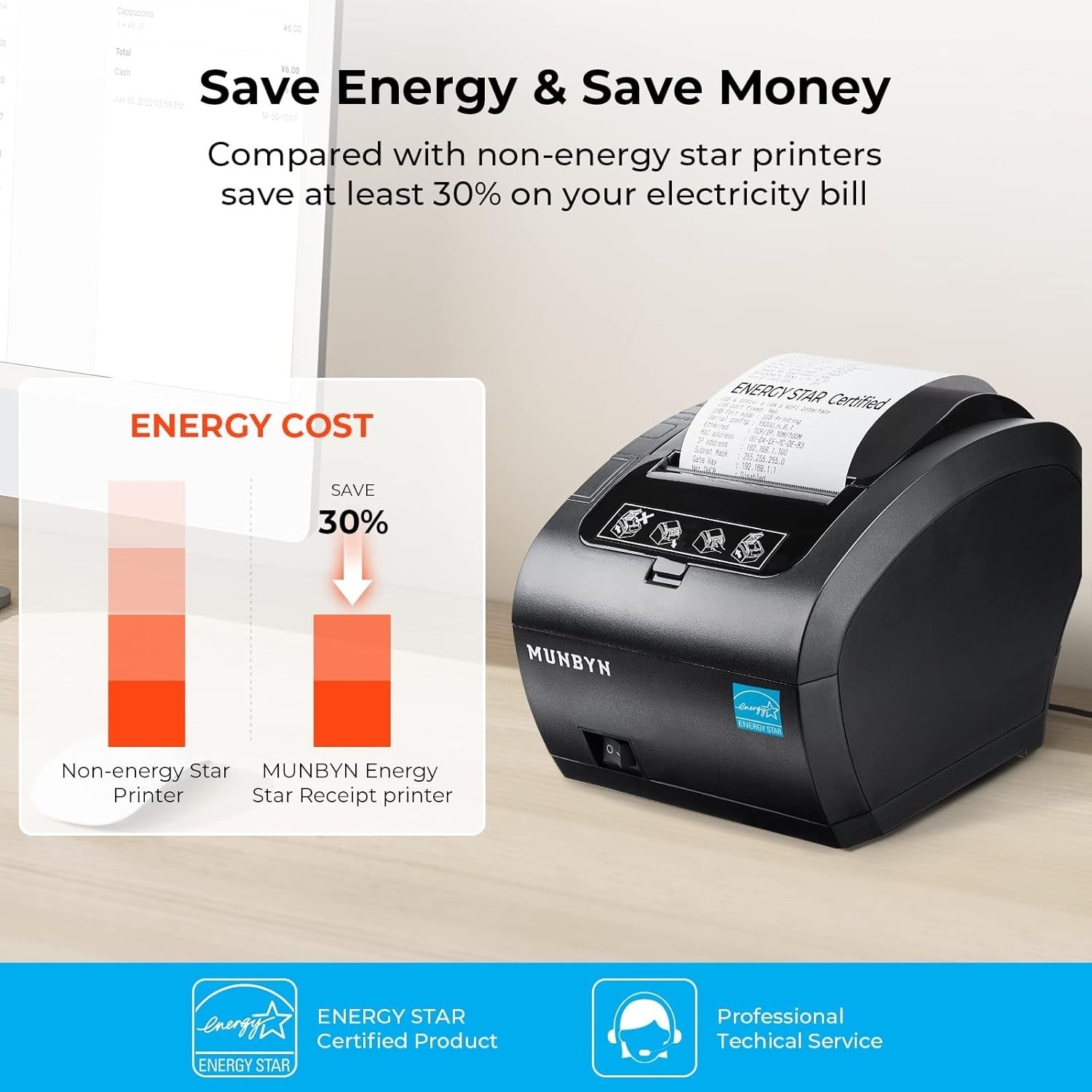Thermal Receipt Printer 80mm Black USB Ethernet Auto Cutter Fast POS