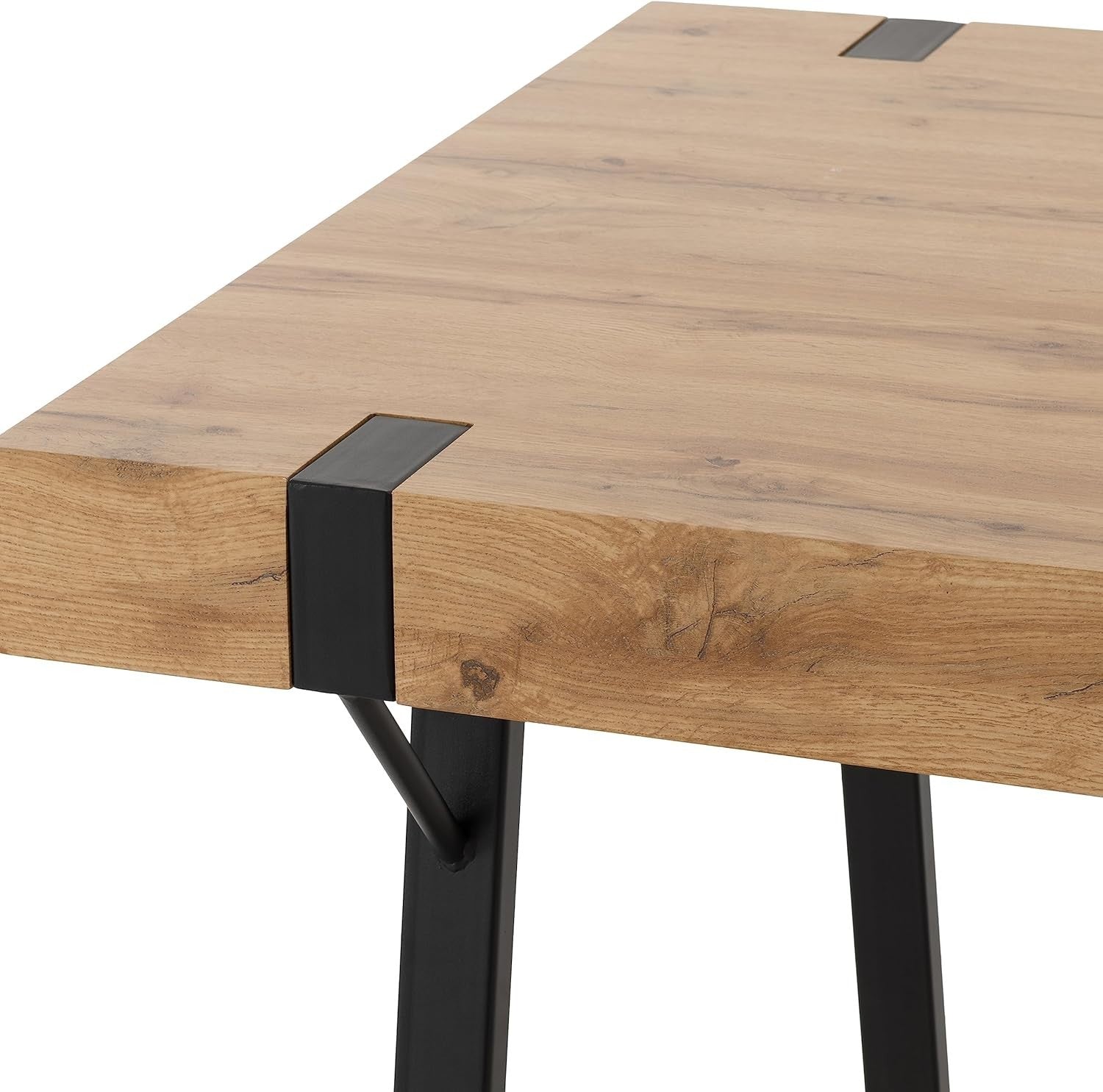 Industrial Dining Table Wood Top Metal Legs 150cm Rectangular Modern