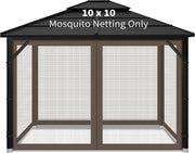 10x10ft Coffee Gazebo Mosquito Netting 4 Panels Zipper Sidewalls Outdoor