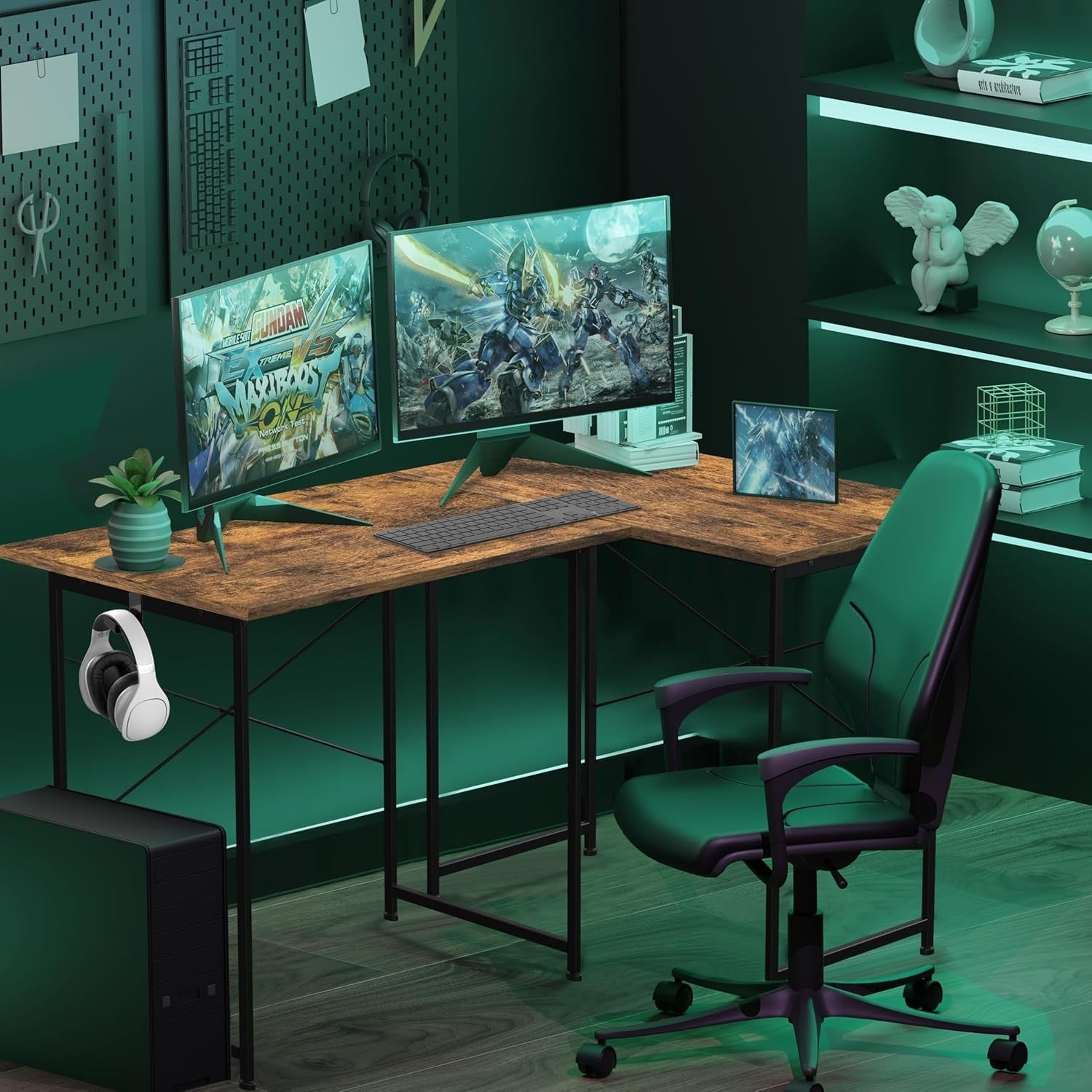 Compact Wooden Computer Desk 80cm Small Brown Office Study Table with Hook