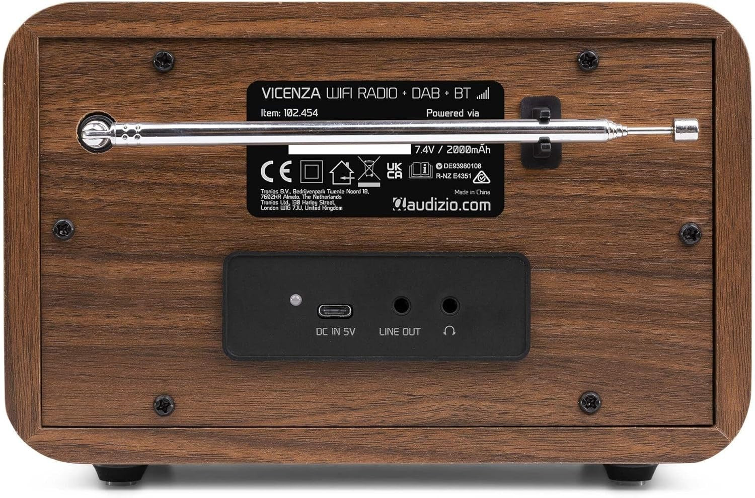 Portable DAB+/WiFi Internet Radio with Bluetooth, FM & Dual Alarm