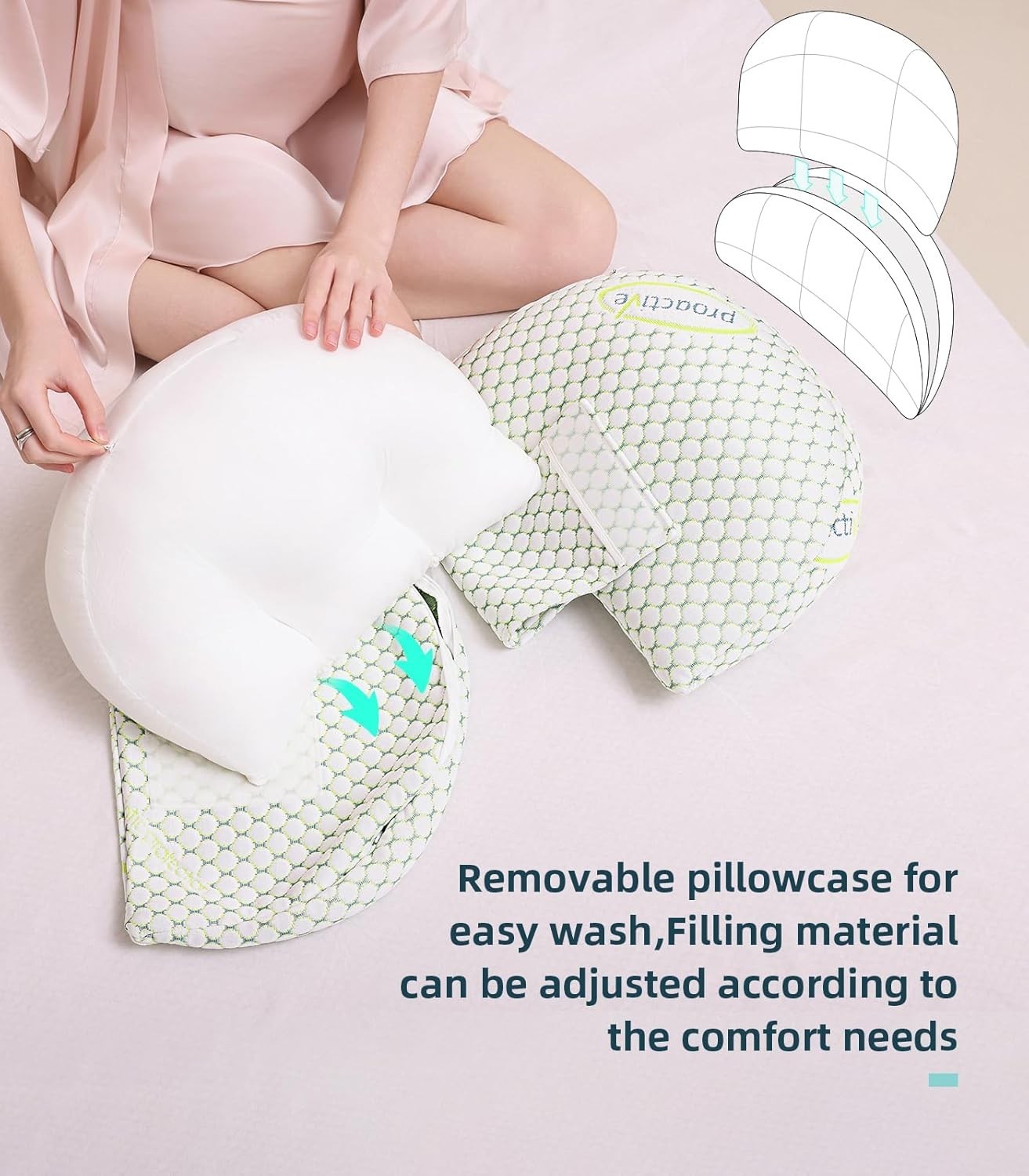 Adjustable Pregnancy Pillow Full Body Support for Back Hips Legs Sleepv