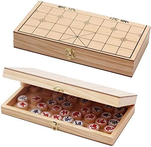 Wooden Xiangqi Chinese Chess Set Foldable Travel Board 29cm