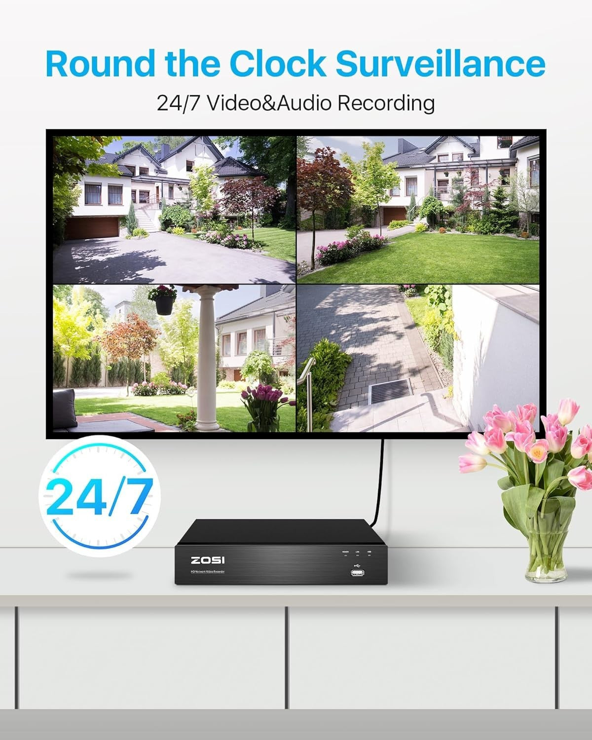 4K PoE CCTV Security System 8 Camera 16CH NVR 2TB HDD AI Detection