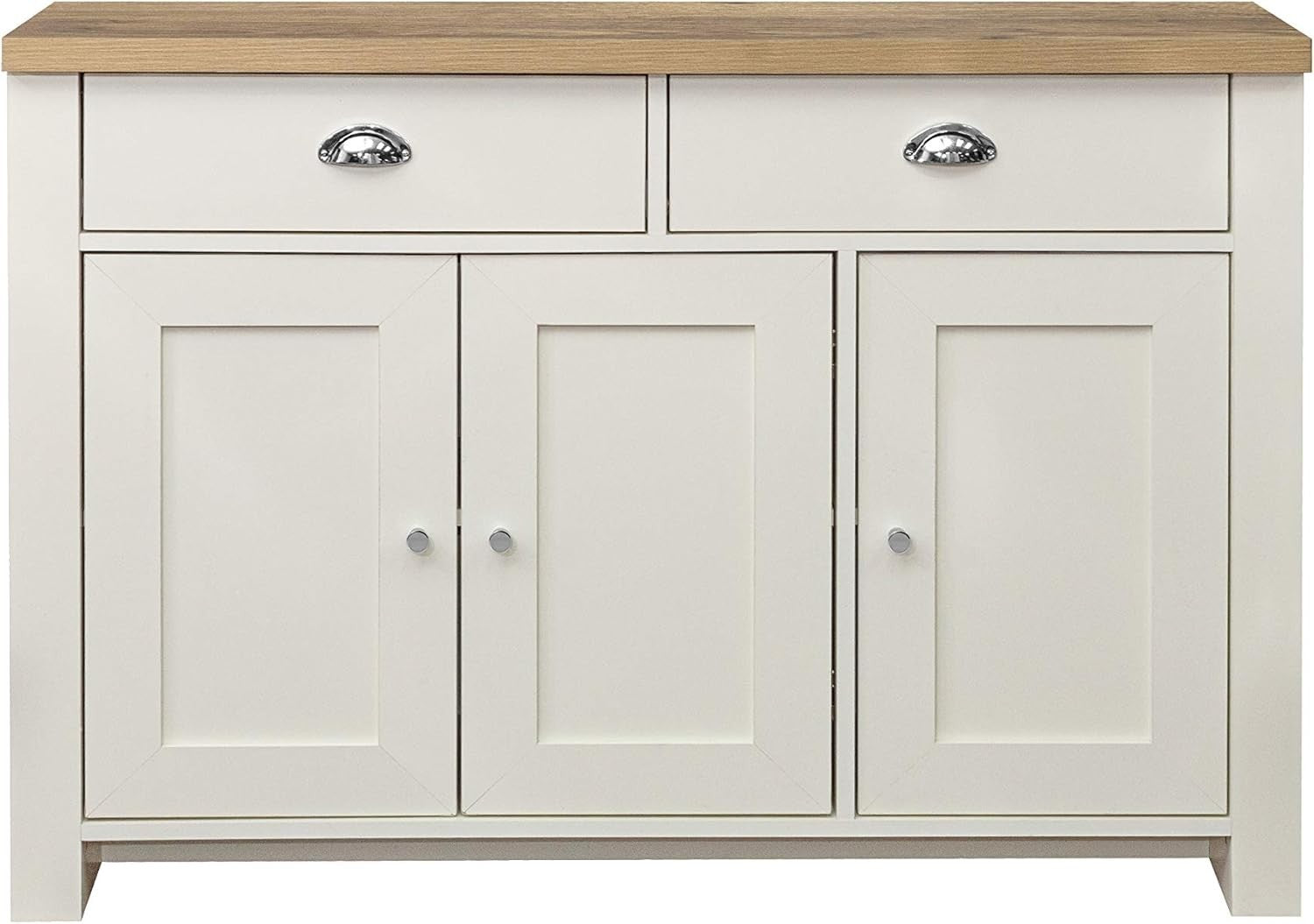 Cream Oak Sideboard 3 Door 2 Drawer Storage Unit Cupboard Cabinet