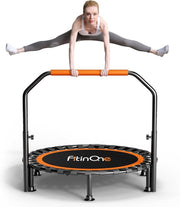 40” Folding Mini Trampoline Indoor Rebounder w Handle 150KG Quiet