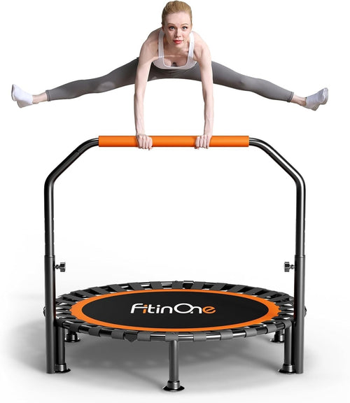 40” Folding Mini Trampoline Indoor Rebounder w Handle 150KG Quiet