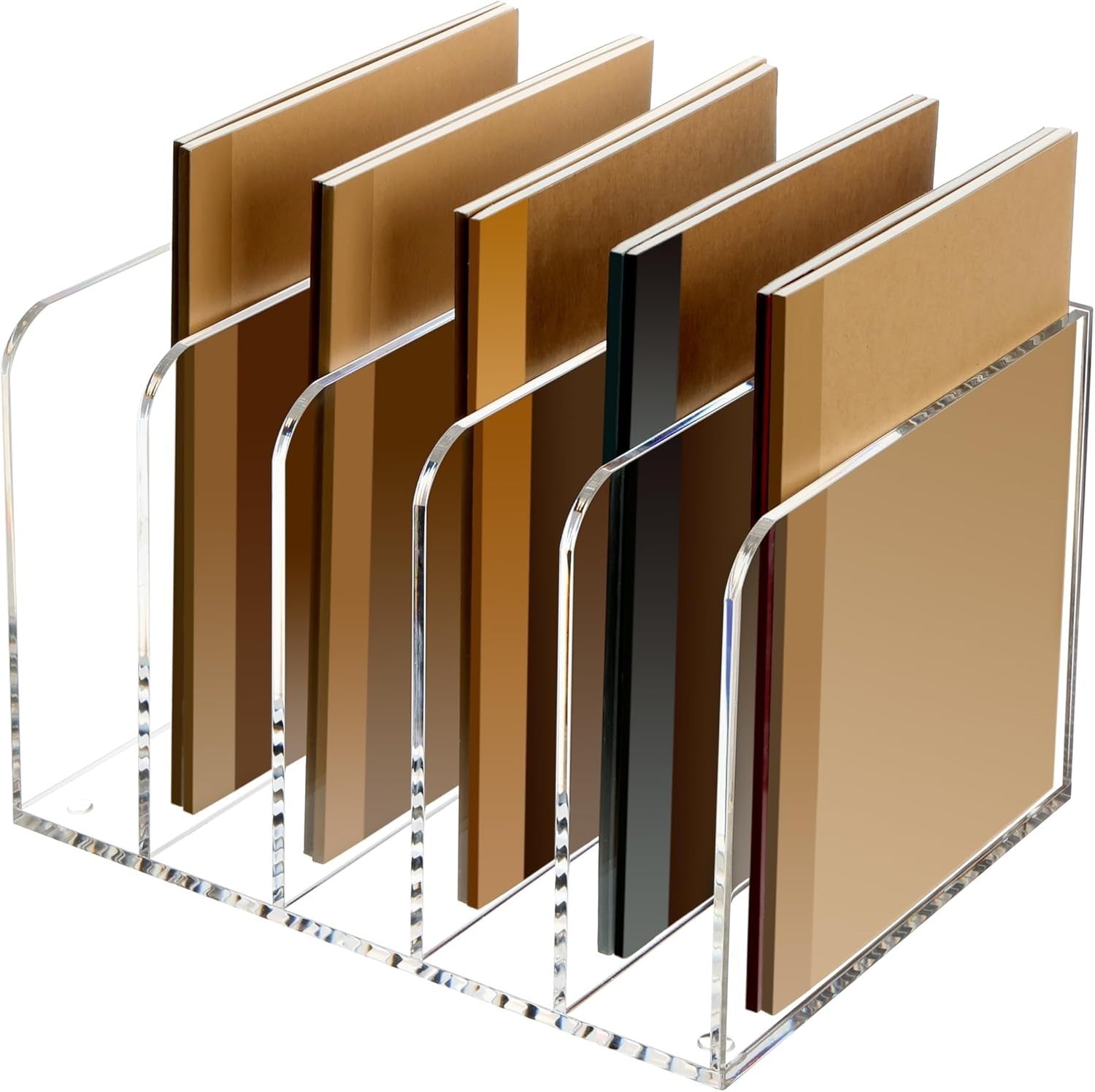 Clear Acrylic Desk Organizer 5-Section B5 Notebook & Mail Holder