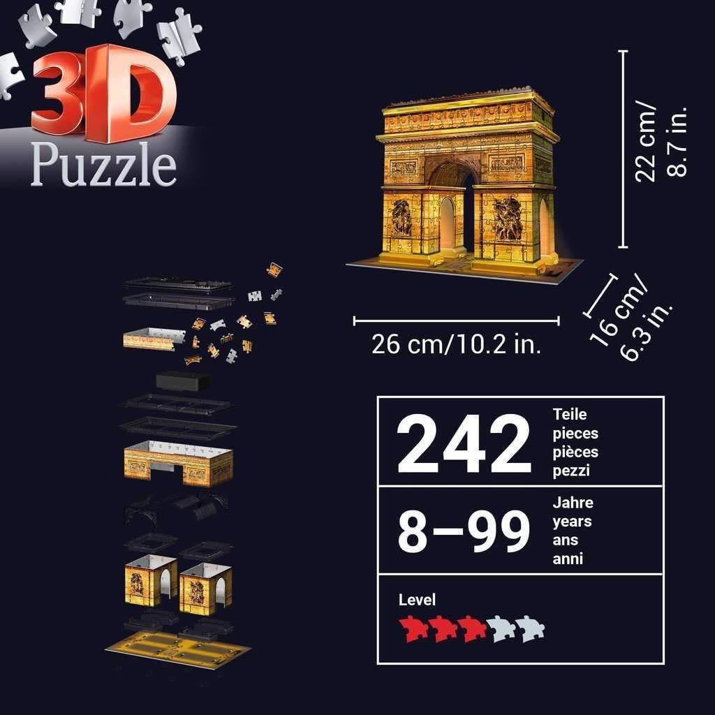 Arc Monument 3D Puzzle Night Edition LED Light Model 216 Pieces